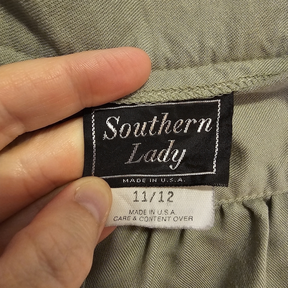 Vintage Southern Lady Sage Button-Front A-Line Skirt - Picture 6 of 8